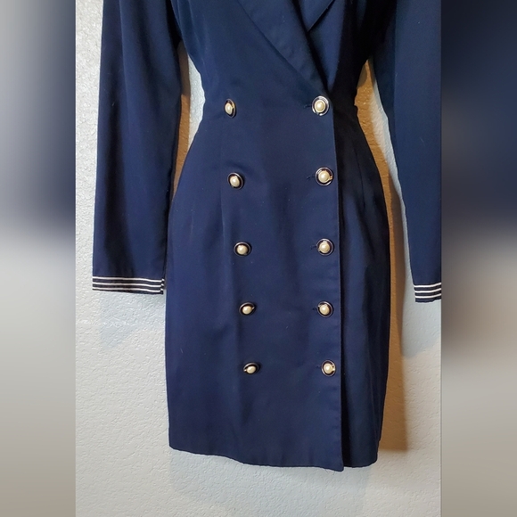 La Belle Vintage Navy Double-Breasted Nautical Suit Jacket Sheath Dress Size 6/7 - Picture 2 of 11